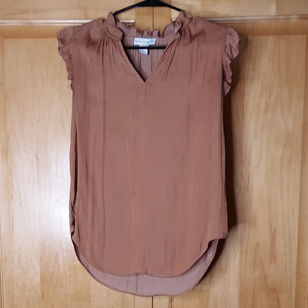 Cupcakes & cashmere Orange Ruffled Blouse